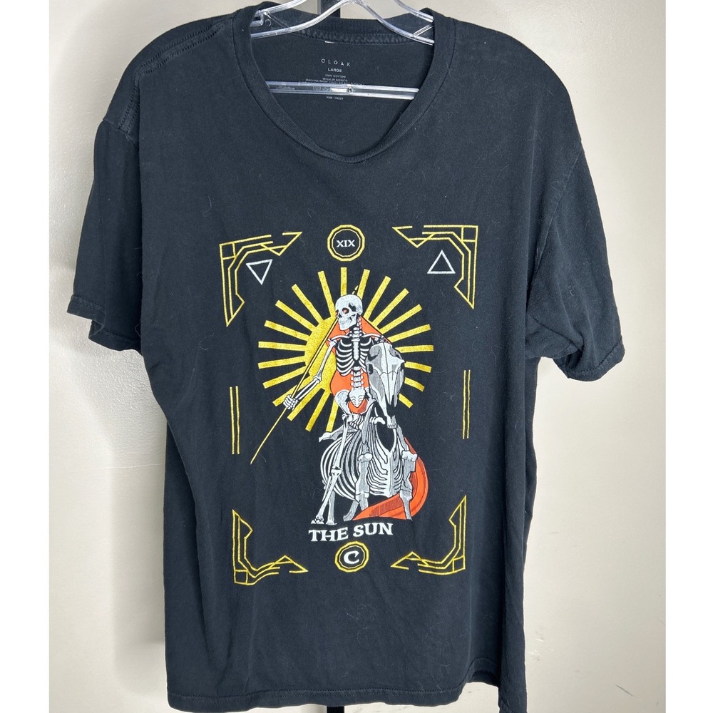Cloak LG The Sun‎ Tarot Card Skeleton Graphic TShirt Men Black gamer Markiplier
